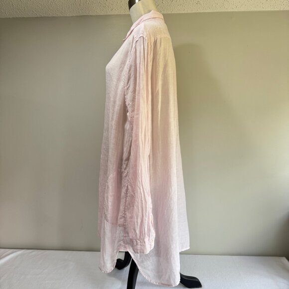 CP SHADES Light Pink Linen Button Down Tunic Maxi Shirt - Picture 2 of 9
